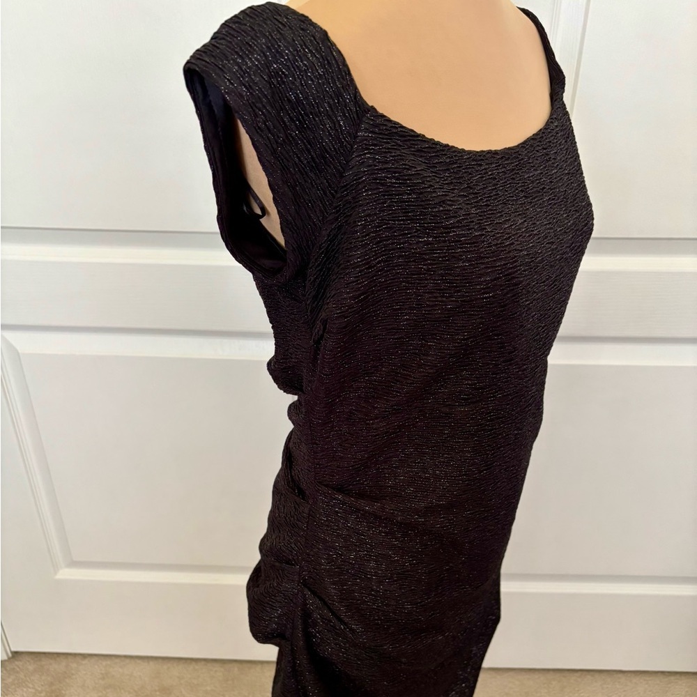 NWT Atelier Danielle Black & Silver Metallic Off Shoulder Sheath Dress | Size 12 - Picture 5 of 14